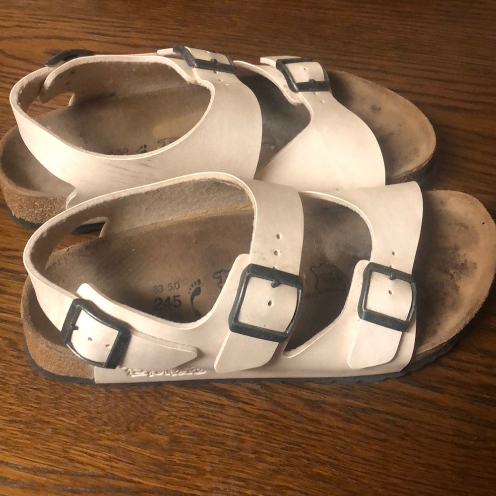 Cream colored Birkenstock sandals